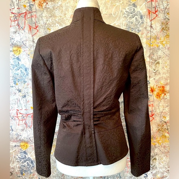 ETCETERA Brown Zip-up Patterned Blazer. Size 6 - Picture 2 of 11